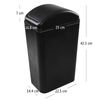 Rinboat Plastic Slim Black Swing Bin Dustbin with Lid, 14 Litre, 1 Pack