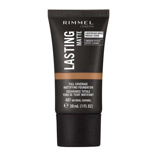 Rimmel Lasting Matte Full Coverage Light-weight Foundation 30ml, 407 Natural Caramel