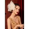 Coucoland Feather Headband 1920s Headpiece Vintage 1920s Flapper Headband Feather Crystal Headband Great Gatsby Costume Accessories Roaring 20's Accessories (White)(Size: One Size)