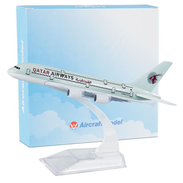 Busyflies Diecast Planes 16cm Qatar Airways A380 Model Plane 1:400 Alloy Airplane Model (Qatar 380)