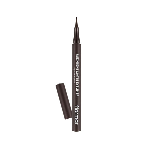 Flormar Midnight Matte Ekstra Mat Bitişli Yoğun Siyah Esnek Keçe Uçlu Kalem Eyeliner No. 002 - Brown - 8690604641659