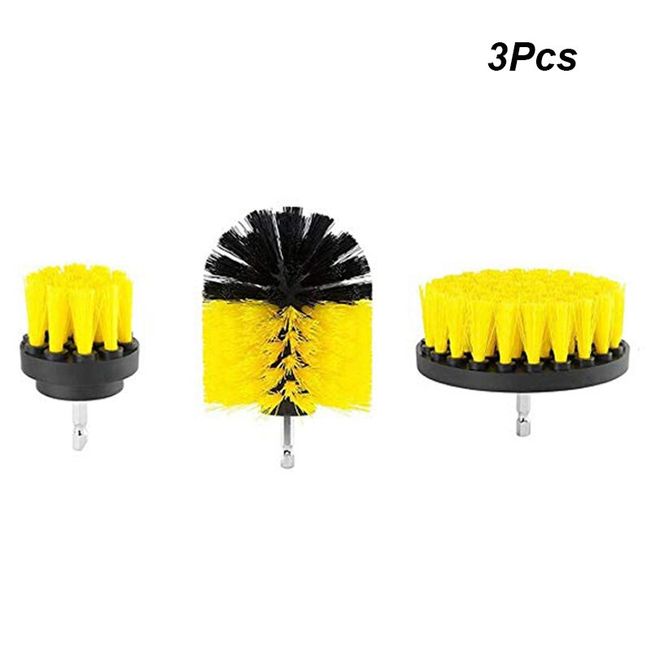 3Pcs/Set Electric Drill Brush Kit Power Scrubber Brush Attachments Set  Scrub Wash Brushes Tools for Car Floor Glass Tires Toilet Cleaning,Drill  Not Include