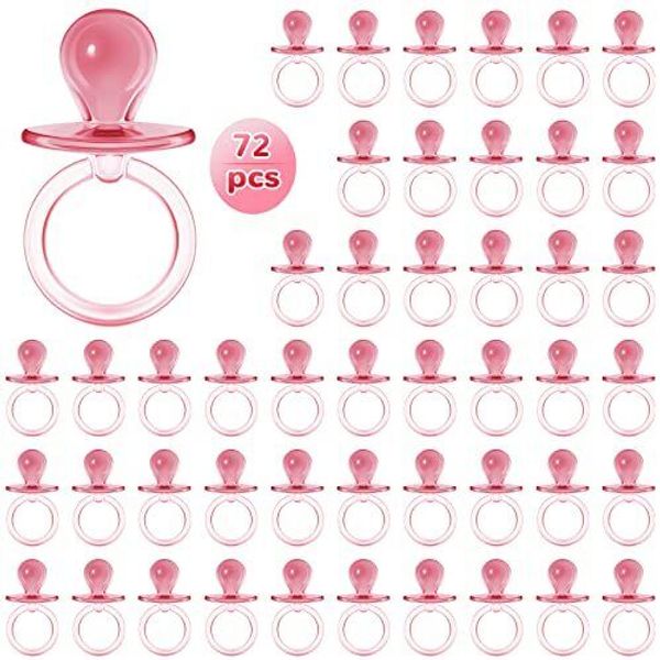 72 Pieces Mini Acrylic Baby Pacifiers 2.5 Inch Pink Baby Shower Decorations