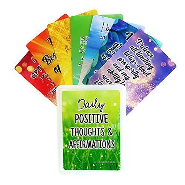 Positive Affirmation Cards with Empowering Questions - 54 Card Deck with Storage