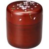 Aizu Lacquerware Teaware Tochi Nuri Tea Caddy Hand-painted Cherry Blossom