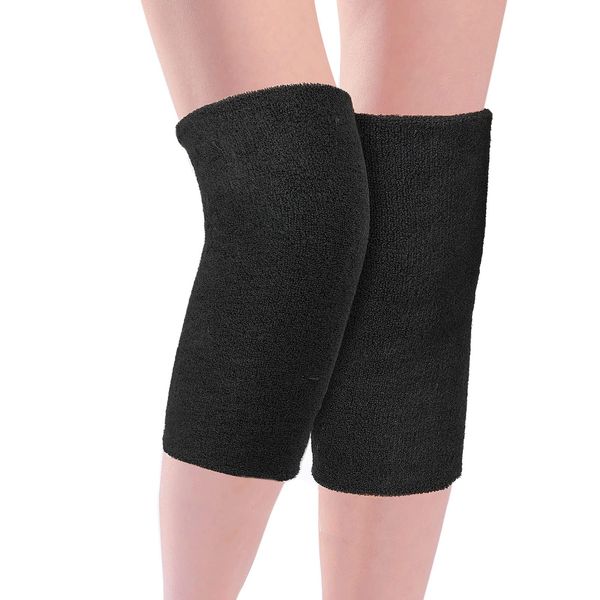 Vspek Kniewärmer für Damen Herren Winter Warm Knieschützer Elastisch Doppelschicht Beinwärmer Knieschoner für Fußball Tanzen Yoga Sport (Schwarz)