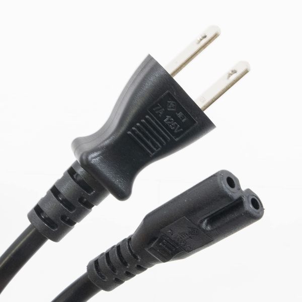 AC Power Cord, 2 Pieces, Glasses Power Cable, 7A, 5.9 ft (1.8 m), Insertion Size: 0.3 x 0.6 inches (7.6 x 16.3 mm), Pitch: 0.3