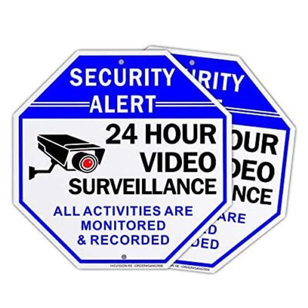 2 Pack 10x10Inch Security Camera Sign Video Surveillance Signs for Home Business