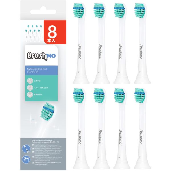 Brushmo Compatible Brushes, Philips Sonicare Electric Toothbrush, Replacement Brush, Basic, Mini Size, Pack of 8