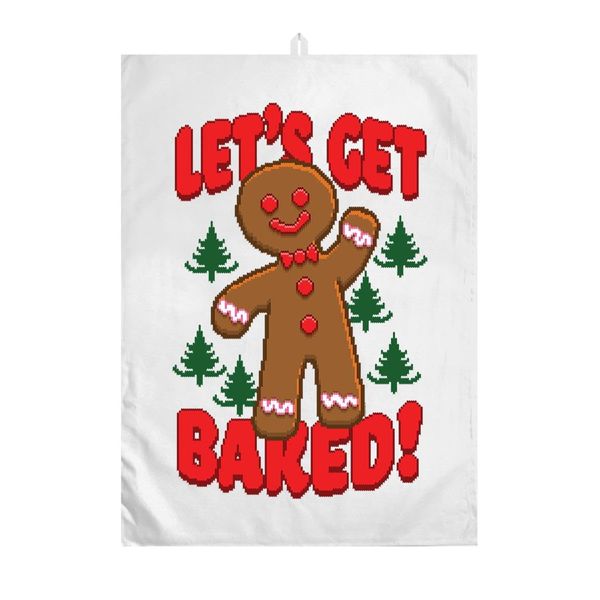 Let's Get Baked Gingerbread White Tea Towel