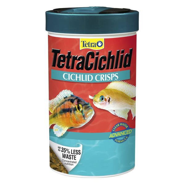 Tetra Cichlid Crisps, Nutritionally Balanced Fish Food for All Top and Mid-Water Cichlids, 8.82 oz