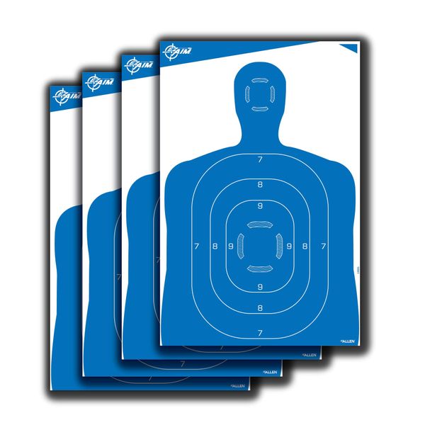 Allen Company 4-Pack EZ-Aim Silhouette Targets for Shooting - Human Body Paper Practice Targets - Gun Range Accessories - 23" x 35"