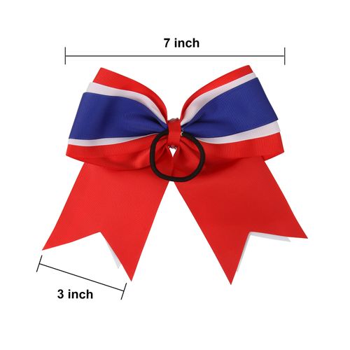 8 Inch 3 Colors 3 Layers 6 Pcs Cheerleader Bows Jumbo Cheerleading Bows Hair Elastic Hair Tie for High School College (Royal blue/White/Orange)