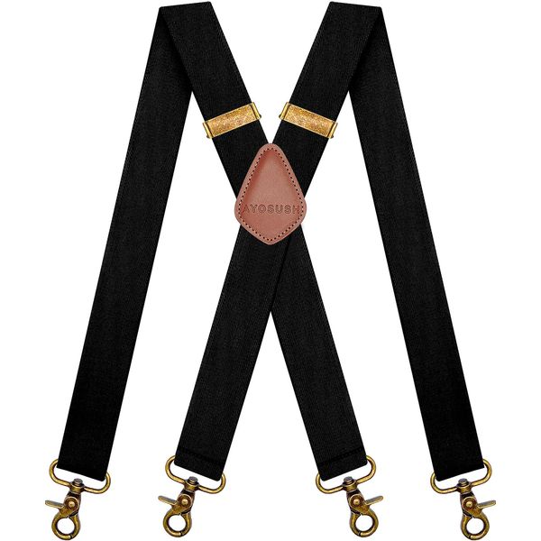 AYOSUSH Suspenders for Men Swivel Snap Hooks Black Elastic Formal Heavy Duty Braces Big And Tall