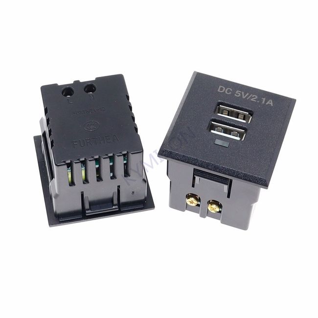 Dual USB AC Power Socket Embedded Dual USB Desktop Receptacle DC Charging  Power Panel Module Outlet 5V 2.1A