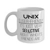 Software Engineer Coffee Mug, UNIX Is User-friendly It's Just Very Selective, Funny Software Engineer Ceramic Tea Cup Present For Men Women