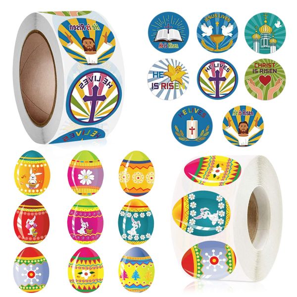 Ostern Aufkleber, Ostern Sticker, Cartoon Tier Aufkleber, 2 Rollen Selbstklebende Belohnungsaufkleber für Geschenkbeutel DIY Craft Scrapbooking Aufkleber, Runde Osterdekorationsaufkleber für Kinder