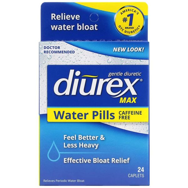 Diurex Max Water Pills Bloat Reliever, Max Strength Caffeine Free, Packaging May