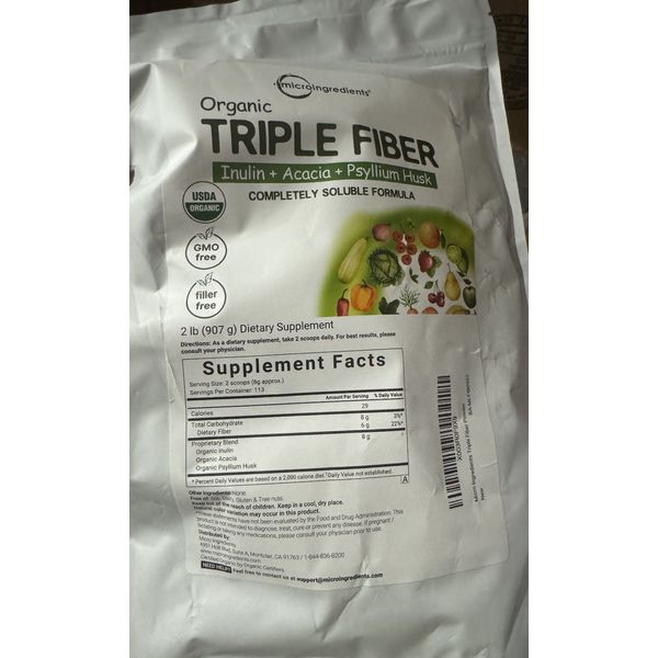 microingredients Organic Tripple Fiber (Inuin, Acacia,psyllium Husk) Exp12/17/26