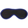M2M Leather Blindfold with Black Fur, Black/Blue