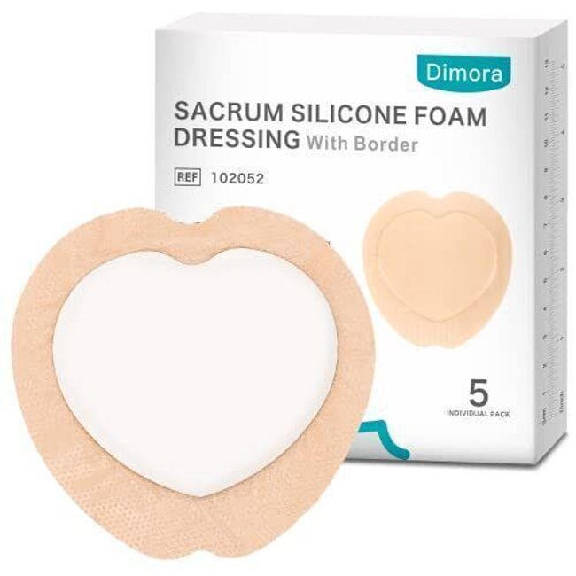 Dimora Wound Dressing Sacrum Foam Bandages Silicone Adhesive Border 7"x7"