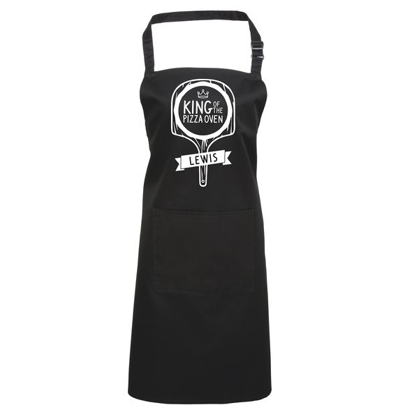 Edward Sinclair | Personalised | KING OF THE PIZZA OVEN | White Print | Black | Apron