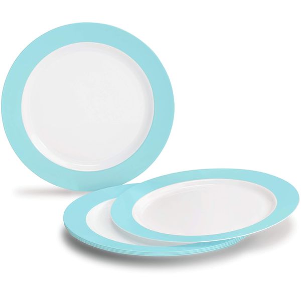 " OCCASIONS " 40 Plates Pack, Disposable Wedding Party Plastic Plates (7.5'' Appetizer/Dessert Plate, Rio in White & Pearled Turquoise Blue)