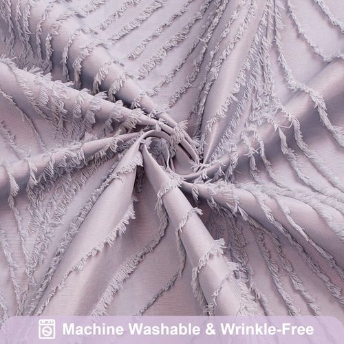 Craidlela Lavender Extra Long Shower Curtain, Modern Minimalist Shower Curtain for Bathroom, Boho Tufted Striped Leaf Textured with 12 Hooks, Machine Washable, 72 x 84 inch