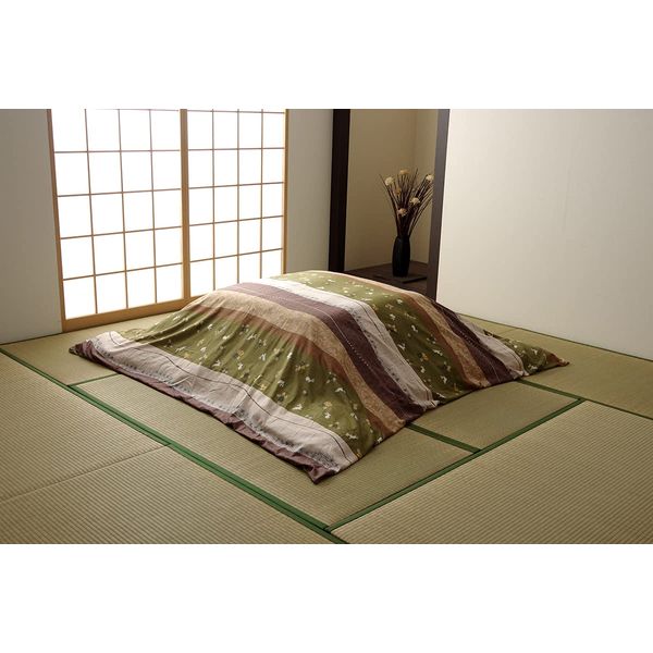 Ikehiko #5097289 Kotatsu Futon Cover, Rectangle, Koyomi, Approx. 85.6 x 116.8 ft (215 x 295 m), Green, Japanese Zipper, Rabbit Pattern