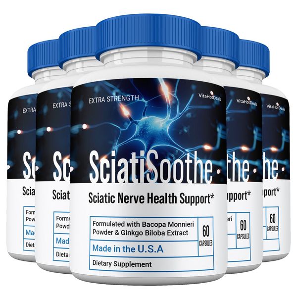 SciatiSoothe Capsules, Max Strength Pills Cognitive and Brain Health  (5 Pack)