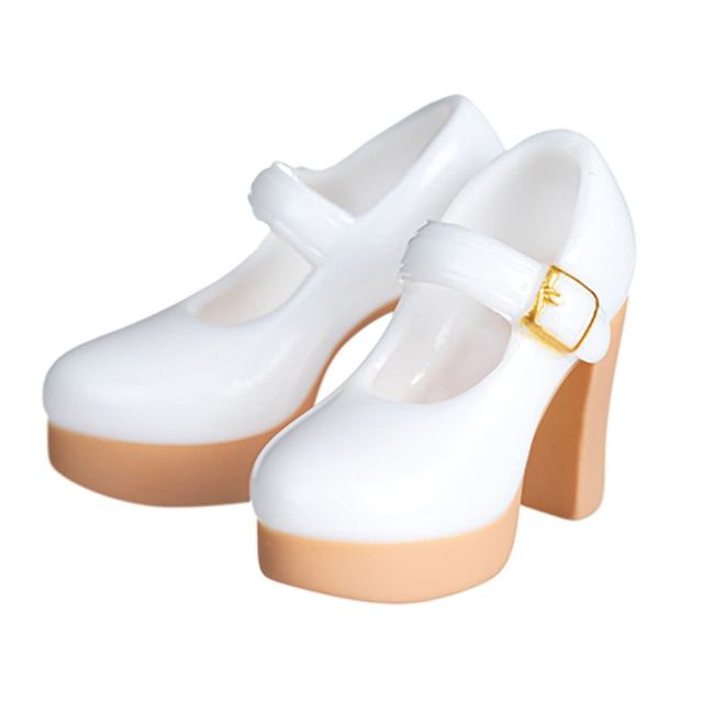 OBITSU 1_6SH-F01-WH 1/6 Doll Soft Vinyl Heel Strap Shoes White