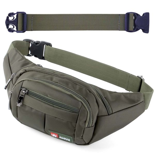 Bumbags and Fanny Packs for Running Hiking Waist Bag Outdoor Sport Hiking Waistpack for Men Women (Olive-Ex-Belt)