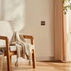 WJUAN 86 Type Double Light Toggle Switch, Black Walnut Colour Antique Brass Light Switch