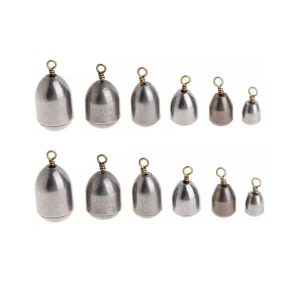 Elionless Fishing Sinkers, 12pcs Sea Fishing Weights Iron Sinker Fishing Tackle Accessories for Saltwater Freshwater, 6 Sizes