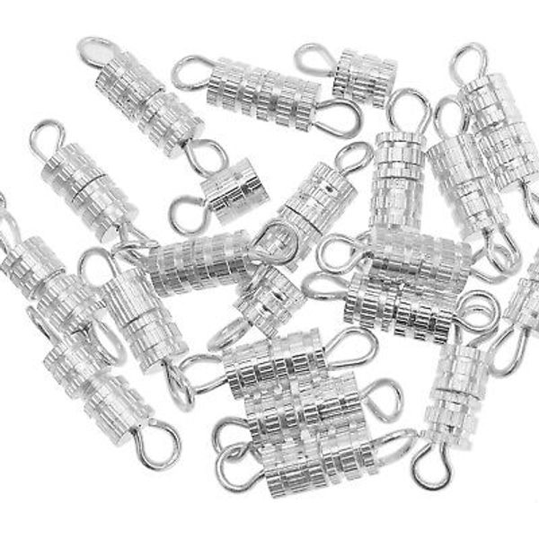 Screw Clasps Silver Twist Jewelry Making Supplies Findings 15mm 6pcs