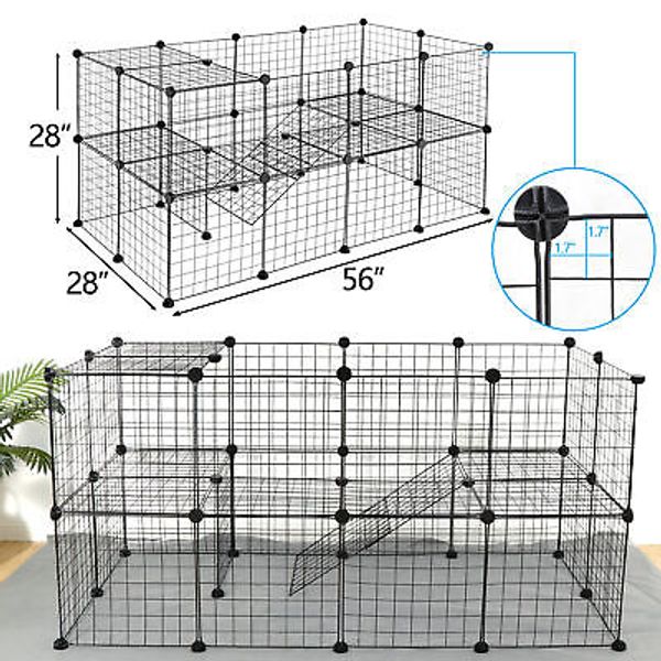 36" Pet Playpen Includes Cable Ties Metal Wire Bunny Apartment Style TwoStorey