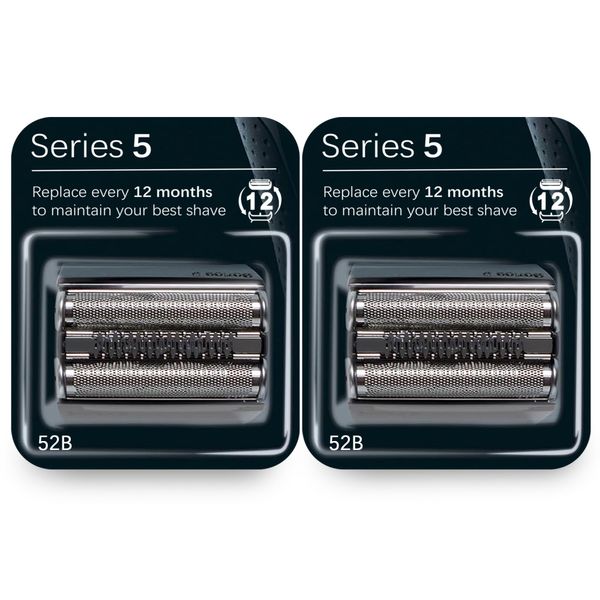 2 Pack 52B Series 5 Replacement Head Blades Compatible with Braun Series 5, 52B Shaver Electric Razor Head Part Foil & Cutter Blades Compatible with Braun Models 5018S, 5020CS, 5050CS, 5031S