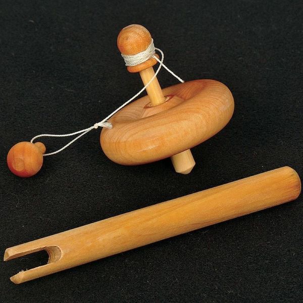 Marvelous Amish Handmade Wooden Spinning Top Child Toy with Handle