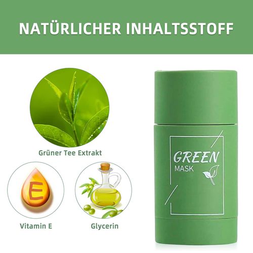 Green Mask Stick, Maschera Viso Punti Neri, Green Tea Mask Stick, Pulizia Profonda dei Pori, Esfoliante Rassodante, Punti Neri lacnato, Pori Shrink