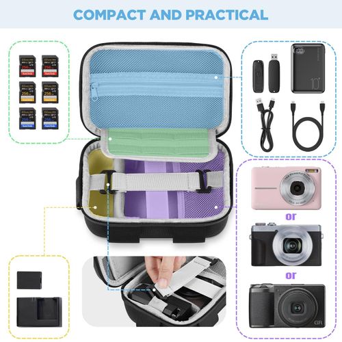 TAAOKA Digital Camera Case, Protective & Lightweight Camera Case with 3 Carrying Ways, Waterproof & Shockproof Small Camera Bag for Power Shot/Sony DSCW800/DSCW830 - Black