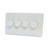10A Light Dimmer Switch 4 Gang 2 Way - Push On Off 400W - Plastic White