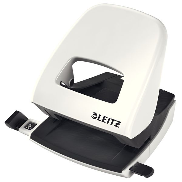 Leitz Hole Punch, 30 Sheets, Guide Bar with Format Markings, Metal, NeXXt Range, 50082001 - Pearl White