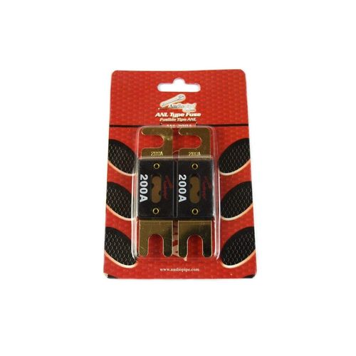 2 Pcs 200 Amp ANL Fuses Gold Plated Audiopipe Blister Pack Car Audio Stereo