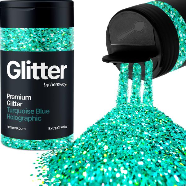 Glitter Shaker Turchese Blu Olografico Viso Nail Art Tumbler Natale Festival Accessori Extra Chunky Craft Resin Cosmetico 115g/4.1oz