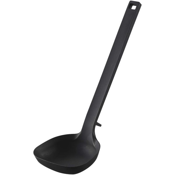 Yamazaki Industries 5190 Tower Collection Silicone Ladle, Black, Approx. W 3.1 x D 2.4 x H 10.0 inches (8 x 6 x 25.5 cm), Easy to Scoop into the Pot Edge, With Measurement Marking