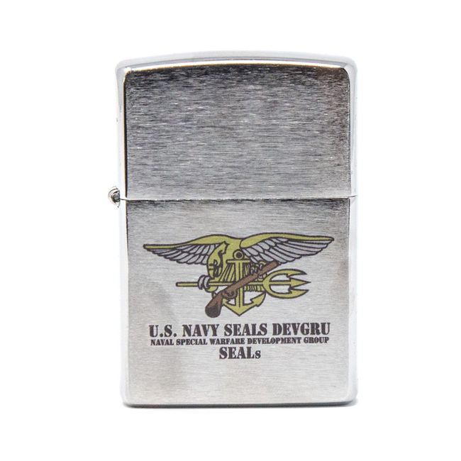 ZIPPO Lighter #200, Chrome Satin, Original Design, Color Print, silver