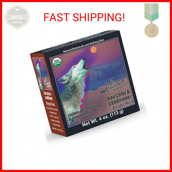 Light Mountain Henna Hair Color & Conditioner - Bright Red Hair Dye for Men/Wome