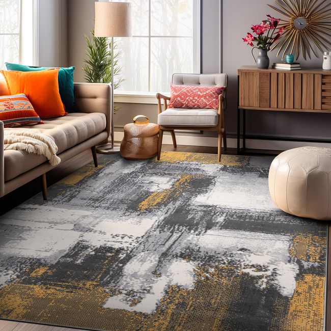 Rugshop Rugs 8x10 Contemporary Abstract Stain Resistant Big Rugs for Living Room