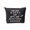Masters Degree Graduation Gifts for Her Makeup Bag The One Where She Gets Her Masters Degree Students Gifts Cosmetic Travel Bag Zipper Pouch (Masters Degree Bag Black)