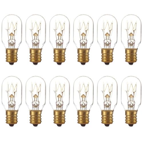 Himalayan Salt Lamp Bulbs, 25 Watt Original Replacement Long Lasting Incandescent Candelabra Light Bulbs E12 Socket, Pack of 12